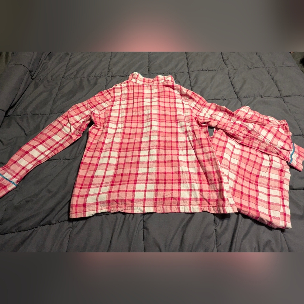 NEW DIRECTIONS Womens Pink and White button down Plaid Pajama Set size XL - Picture 13 of 15